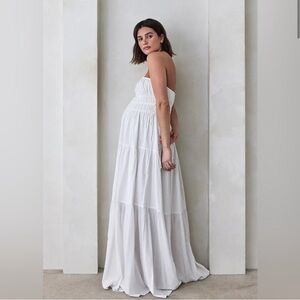 Strapless White Tiered Maxi Dress